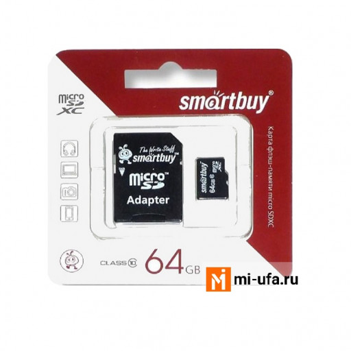 Карта памяти SmartBuy Micro SD 64Гб (с адаптером)