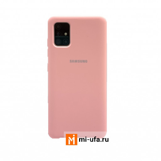 Силиконовая накладка для смартфона Samsung Galaxy A51 с логотипом (розовая)