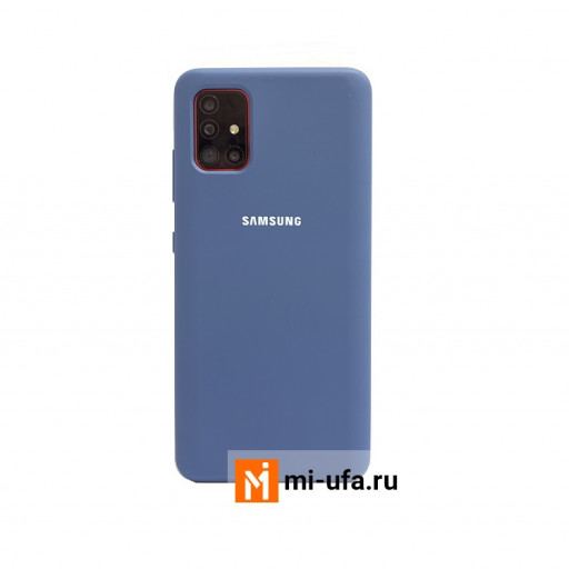 Силиконовая накладка для смартфона Samsung Galaxy A51 с логотипом (синяя)