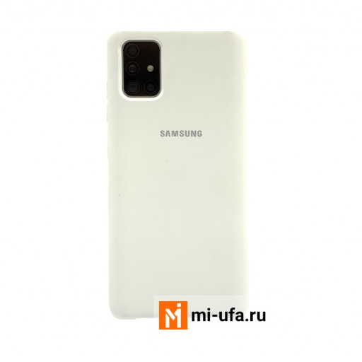 Силиконовая накладка для смартфона Samsung Galaxy A51 с логотипом (белая)