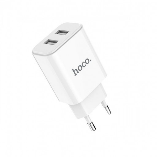 Сетевое зарядное устройство HOCO C62A Victoria Dual Port Charger 2*USB 2,1A (белое)