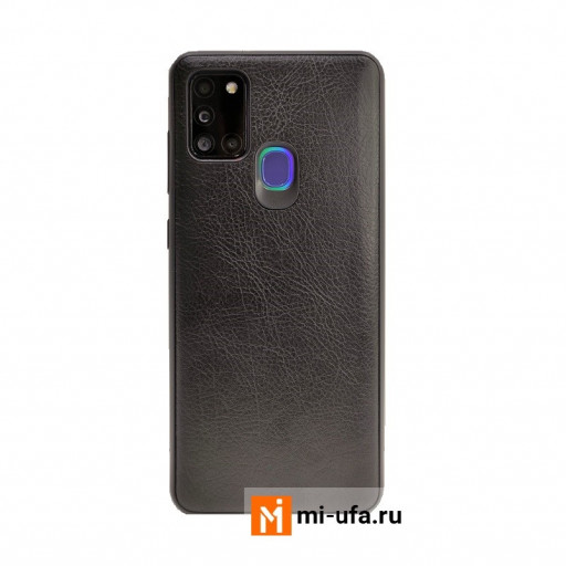 Накладка для смартфона Samsung Galaxy A21S кожаная черная